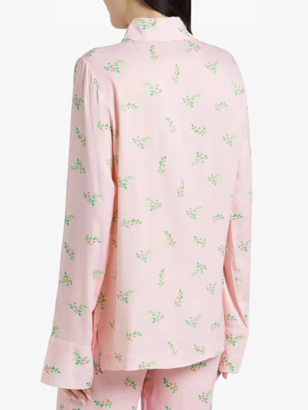 SLEEPER Satin Pajama Top in Pastel Pink Floral Print Size Large Brand New NWT - Picture 4 of 5